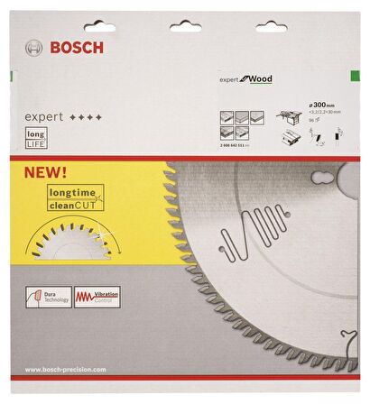 Bosch Ahşap | Sunta Daire Testere Bıçağı 300*30 mm 96 Diş Expert 2608642511